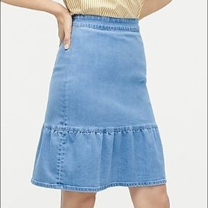 J. Crew denim ruffle skirt